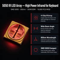 ZY Haute Puissance 5050 SMD Matrice d'LEDs Infrarouges 4PCS 10W Diode 42mil 940nm Émetteur IR 60 Degrés pour Clavier de Jeu et Interrupteur Optique Garantie 3 Ans