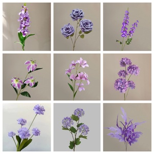 Fleurs artificielles violettes pour mariages - Roses, Phalaenopsis, Lys, Gypsophile et Hortensias en gros pour la décoration - Product Image 2