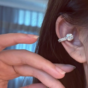 Fashion <b>Clip</b>-<b>on</b> Zinc Alloy <b>Earrings</b> Women's Round Brilliant Cut Inlaid Micro Insert Trendy Party Jewelry Made China Model JX111 - Product Image 3