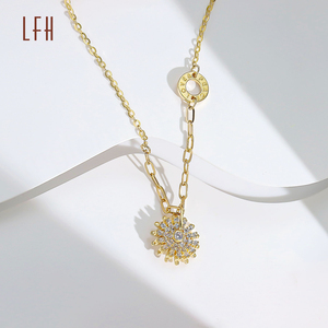 Collier pendentif tournesol en zircon or pur 18 carats, magnifique collier tournesol en zircon, bijoux en or véritable, or 18 carats original - Product Image 5