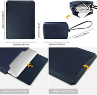 Housse pour ordinateur portable personnalisée avec logo pour femmes, 15,6 pouces, en cuir, pour le travail, le bureau, les affaires, avec pochette pour chargeur et poignée