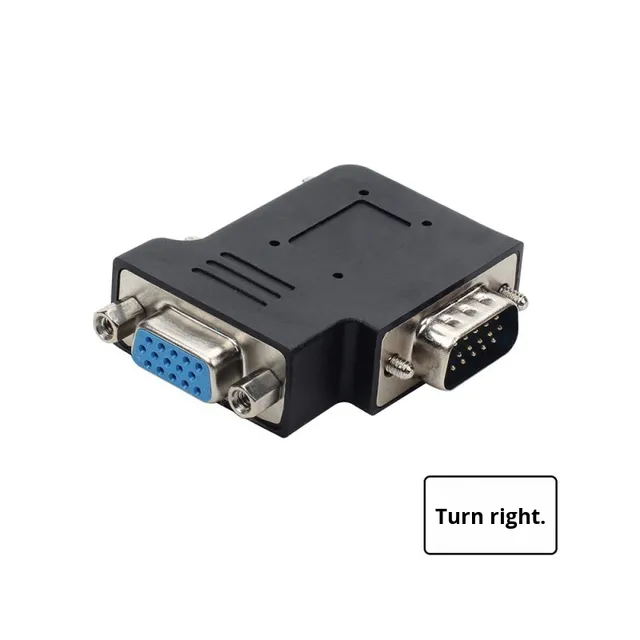 90 Degrees Right Angle Gold Plated Copper ABS OEM Brand VGA Male to Female Adapter for TV Card Monitor
