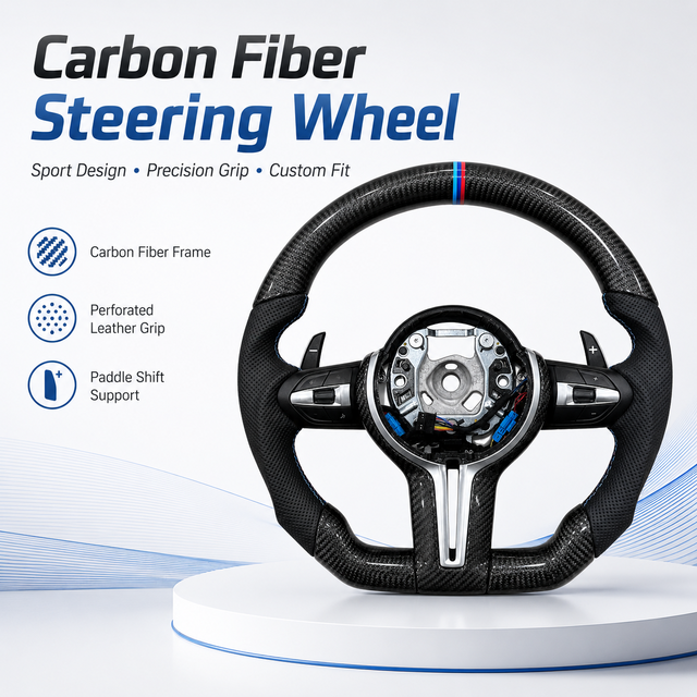 OEM Custom Steering Wheel Sport Grip Carbon Fibre Leather for Materials LED Display Customization for Racing Styling