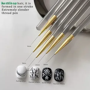 แปรงแต่งเล็บแบบบาง 5 ชิ้น – ชุดอุปกรณ์วาดภาพดอกไม้อะคริลิกและวาดเส้น - Product Image 1