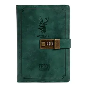 A5 Birthday Gift Personal Anti Peeping PU Leather Coded Lock Diary Password Notebook