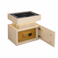 Mesita de Noche Inteligente Moderna y Lujosa con Caja Fuerte Oculta, Luz LED y Carga Inalámbrica para Dormitorio