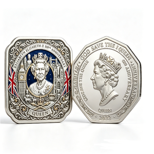 Pièce de monnaie plaquée argent du 100e anniversaire d'Elizabeth II, frappée à l'origine, forme irrégulière, objet de collection patriotique, portrait de la reine 2022 - Product Image 6
