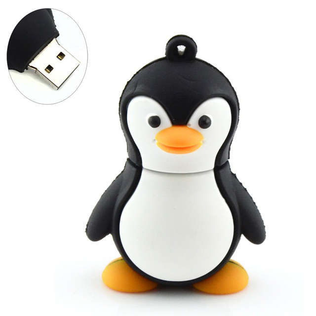 Memory Flash Drive Usb Pendrive U Disk 4gb 8gb 16gb 32gb Penguin Cartoon Gift Metal Oem Customized Box