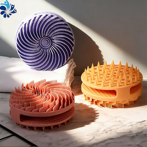 Brosse de bain ronde en silicone, double face, à poils doux, pour adultes et enfants - Product Image 1