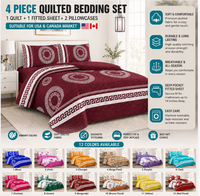 Ensemble de literie matelassé 4 pièces de luxe avec drap-housse à poches profondes, vente en gros, fabricant OEM