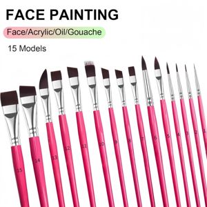 Ensemble de 15 pinceaux de <span class=keywords><strong>peinture</strong></span> pour le <span class=keywords><strong>visage</strong></span> pinceaux d'artiste pour <span class=keywords><strong>peinture</strong></span> acrylique aquarelle à l'huile <span class=keywords><strong>gouache</strong></span> pour le corps et le <span class=keywords><strong>visage</strong></span> - Product Image 2