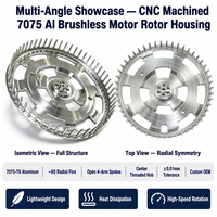 Boîtier de rotor de moteur sans balais en aluminium 7075 T6 usiné sur mesure par CNC avec ailettes de refroidissement radiales pour servomoteur de drone, service OEM