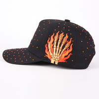 Gorras Deportivas de Moda Personalizadas de Alta Calidad con Logotipo de Diamantes de Imitación, Gorras de Béisbol de Algodón con Logotipo Bordado de 5 Paneles para Hombre