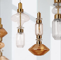 Lustre de restaurant en verre de luxe nordique, design moderne et créatif, idéal pour hôtel, café, bar, lampe de chevet design