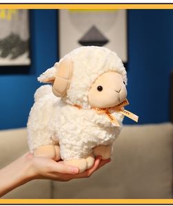 Jouet en peluche de mouton en laine bouclée mignon Design réaliste Tissu doux pour la peau Toucher lisse Impossible de poser un jouet en peluche - Product Image 3