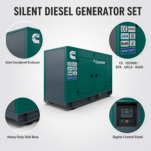Générateur diesel triphasé Cummins Baudouin Weichai Perkins Steyr 200 kW 250 kW 250 kVA pour usage industriel/hôtelier/agricole, type silencieux - Product Image 3