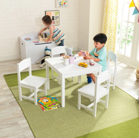 Ensemble table moderne et 4 chaises - Bureau d'étude blanc pour enfants pour chambre et salon avec dispositifs de sécurité
