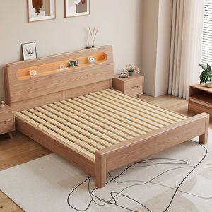 Cama King Size de <span class=keywords><strong>Madera</strong></span> de Lujo con Diseño Simple y Almacenamiento, con Carga USB para Adultos, Precio al por Mayor para Hogar y Hotel - Product Image 2