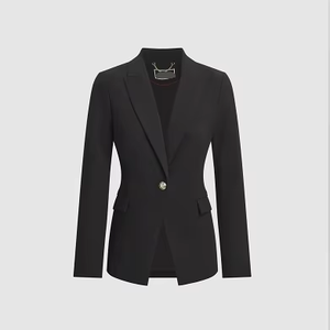 Blazer noir cintré pour femme à un bouton – Veste ajustée à revers crantés pour le bureau et les occasions formelles - Product Image 1