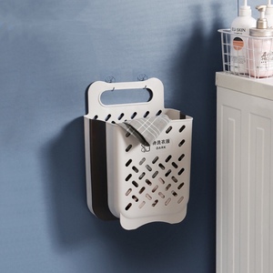 Wall-mounted Dirty Clothes Basket Household Foldable Clothes Storage Plastic Bathroom Laundry Basket