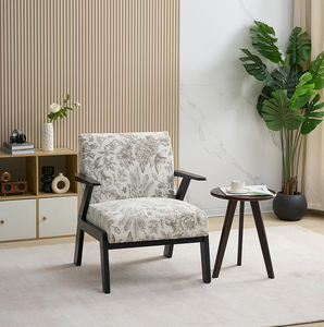 Fauteuil de détente de style moderne du milieu du siècle, aspect cuir, avec pieds en bois - Design ergonomique, coussin en coton doux - Chaise de salon durable - Product Image 5