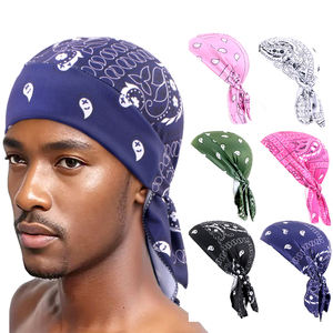 男性用新スタイルストレッチデザイナー<span class=keywords><strong>Durag</strong></span>ポリエステルファッションスカルキャップ汗ウィッキングDu Rags - Product Image 1