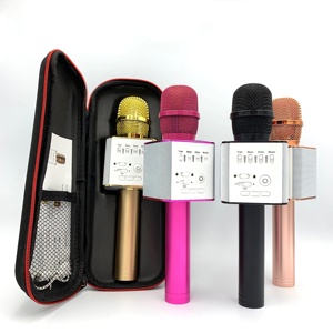 2020 Hot Selling Q9 Wholesale Wireless BT <b>Microphone</b> With Controllable Led Lights and Speaker - Product Image 1