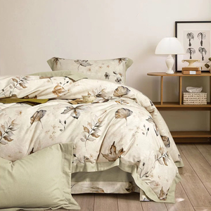 Juego de funda de edredón cómoda y fresca simple con dos fundas de almohada Juego de cama textil para el hogar con estampado floral - Product Image 6