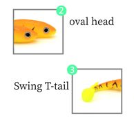 Leurres souples de pêche Cheery WT30 T-tail 7cm/2.1g, leurres souples artificiels Shad, tête de jig, appâts souples en silicone pour la pêche