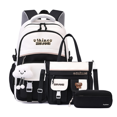 Large Capacity Nylon School Bags 3Pcs Set for Children Students Backpack Shoulder Bag Pencil Case Sac a dos Stylish Schoolbag