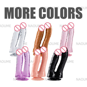 Transparence réaliste <span class=keywords><strong>gros</strong></span> <span class=keywords><strong>gode</strong></span> poussant les femmes <span class=keywords><strong>gode</strong></span> à Double tête stimulateur de point G masturbation féminine jouets sexuels pour les femmes - Product Image 5