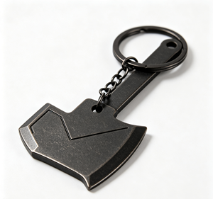 Porte-clés en métal noir en forme d'axe, en alliage de zinc, souvenir vintage, cadeau promotionnel - Product Image 4