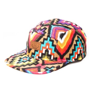 Gorra de 5 Paneles con Estampado Azteca y Correa de Cuero Personalizada con Parche de Cuero - Product Image 2