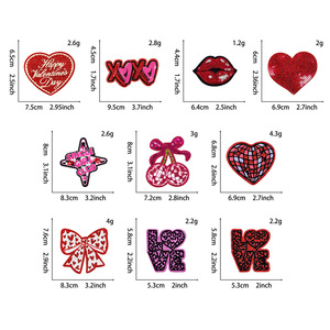 Parches Termoadhesivos con Tema de San Valentín, Parches Bordados con Lentejuelas de <span class=keywords><strong>Labios</strong></span> de Amor XOXO para Chaquetas - Product Image 1
