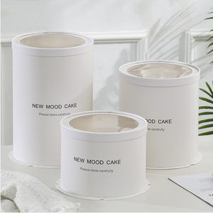 Tùy Chỉnh Sang Trọng Vòng Bánh Hộp Hot Bán Các Tông Màu Trắng Bánh Hộp Làm cỏ Cao Bánh Hộp Với Trong Suốt Rõ Ràng Nắp - Product Image 1