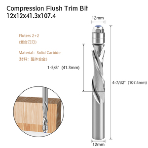 LAVIE 12mm 1/2 'shank gömme Trim katı karbür Spiral freze uçları ağaç İşleme sıkıştırma-cut <span class=keywords><strong>End</strong></span> <span class=keywords><strong>Mill</strong></span> bit-c Z13A1341107C - Product Image 4