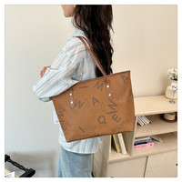 Sac fourre-tout tendance en PU de style coréen pour femme avec imprimé lettres, sac à bandoulière pour l'été, élégant, grande capacité, sac à main pour usage quotidien