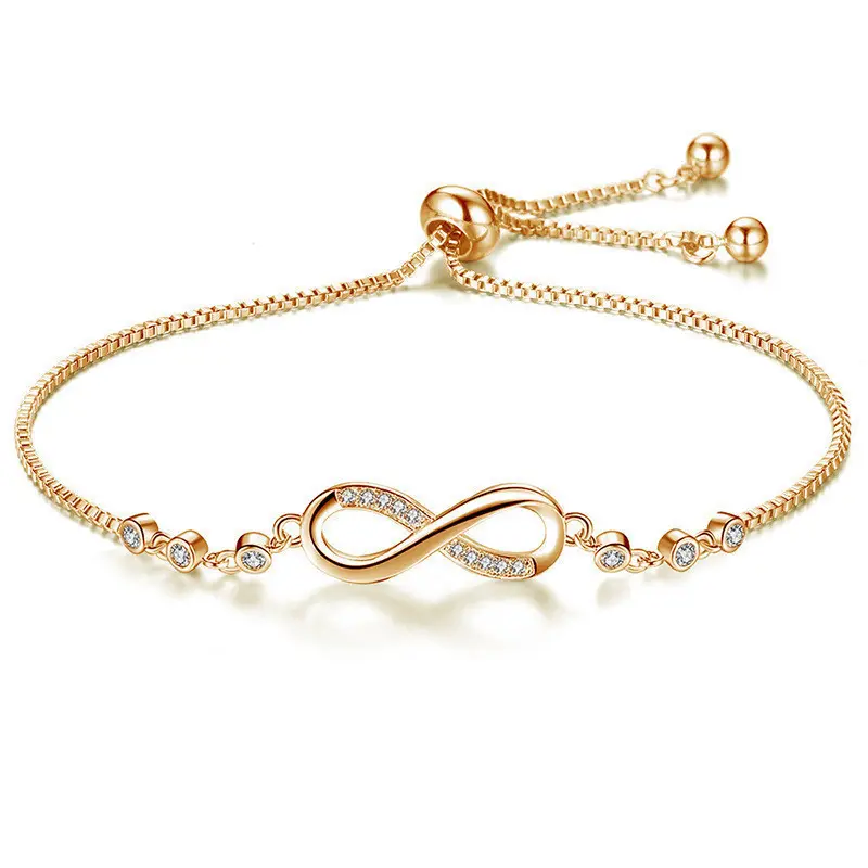 Wish Lucky Luxury Adjustable Diamond Number 8 Alloy Elegant Bracelet For Women