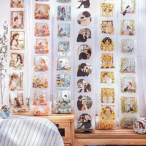 1 rouleau de stickers vintage européens en PET mat pour le rebord de fenêtre, collection Weekend's - Product Image 1