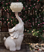 Ornamen Pot Bunga Relief Gajah Kecil Gaya Cina dari Batu Alam Guilin Bluestone untuk Lanskap Halaman dan Lantai