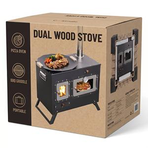 Poêle à bois multifonctionnel d'extérieur avec four à pizza intégré et plaque <span class=keywords><strong>de</strong></span> cuisson BBQ, poêle <span class=keywords><strong>de</strong></span> tente portable pour le camping et les rassemblements - Product Image 3