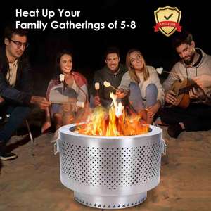 Nouveau produit 2025 <span class=keywords><strong>Brasero</strong></span> de jardin en acier inoxydable sans fumée pour cour, foyer à bois portable avec poignées - Product Image 6