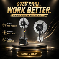 Ventilateur brumisateur électrique commercial sur pied oscillant, classe A++ d'efficacité énergétique pour l'extérieur et les exploitations agricoles