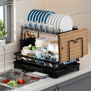 Estante <span class=keywords><strong>de</strong></span> secado <span class=keywords><strong>de</strong></span> ollas y sartenes <span class=keywords><strong>de</strong></span> cocina <span class=keywords><strong>de</strong></span> alta calidad, platos <span class=keywords><strong>de</strong></span> encimera, escurridor <span class=keywords><strong>de</strong></span> platos con soporte para cubiertos extraíble - Product Image 4