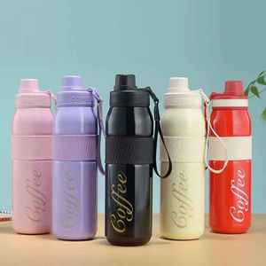 Bouteille d'eau sport isotherme en acier inoxydable 316 avec poignée, double fonction de boisson, anti-fuite, isolation thermique 6-12 heures - Product Image 2