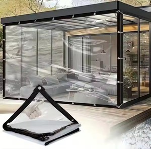 Pergola extérieure transparente avec rideau en bâche, film PE enduit transparent, imperméable, protection UV, coupe-vent, film pour fenêtre de maison, maintien de la chaleur - Product Image 1