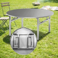 Table Ronde Moderne Runwood en Acier Inoxydable Pliable pour Intérieur/Extérieur, Mariages, Banquets et Fêtes