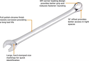 24mm Metric Combination Wrench Carbon Steel OEM Industrial Grade High Quality Mirror Finish 12-Point Design 15-Degree Offset - Product Image 2