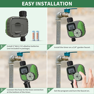 Cho Tự Động Điện Tử Không Thấm Nước Màu Xanh Lá Cây + Màu Xám Nước Hẹn Giờ Cho Vườn Nhà Máy Thủy Lợi 1hr-12hr/1day-7day Lập Lịch 2 AA - Product Image 2