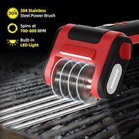 Brosse de nettoyage électrique rechargeable pour barbecue, en acier inoxydable sans poils, avec lumière LED pour grillades en extérieur